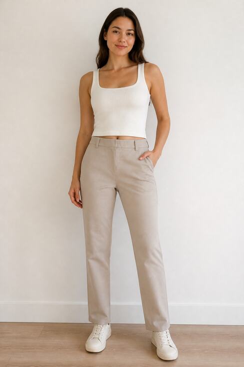 Quince Pants - Quince Beige Stretch Pants Medium Womens